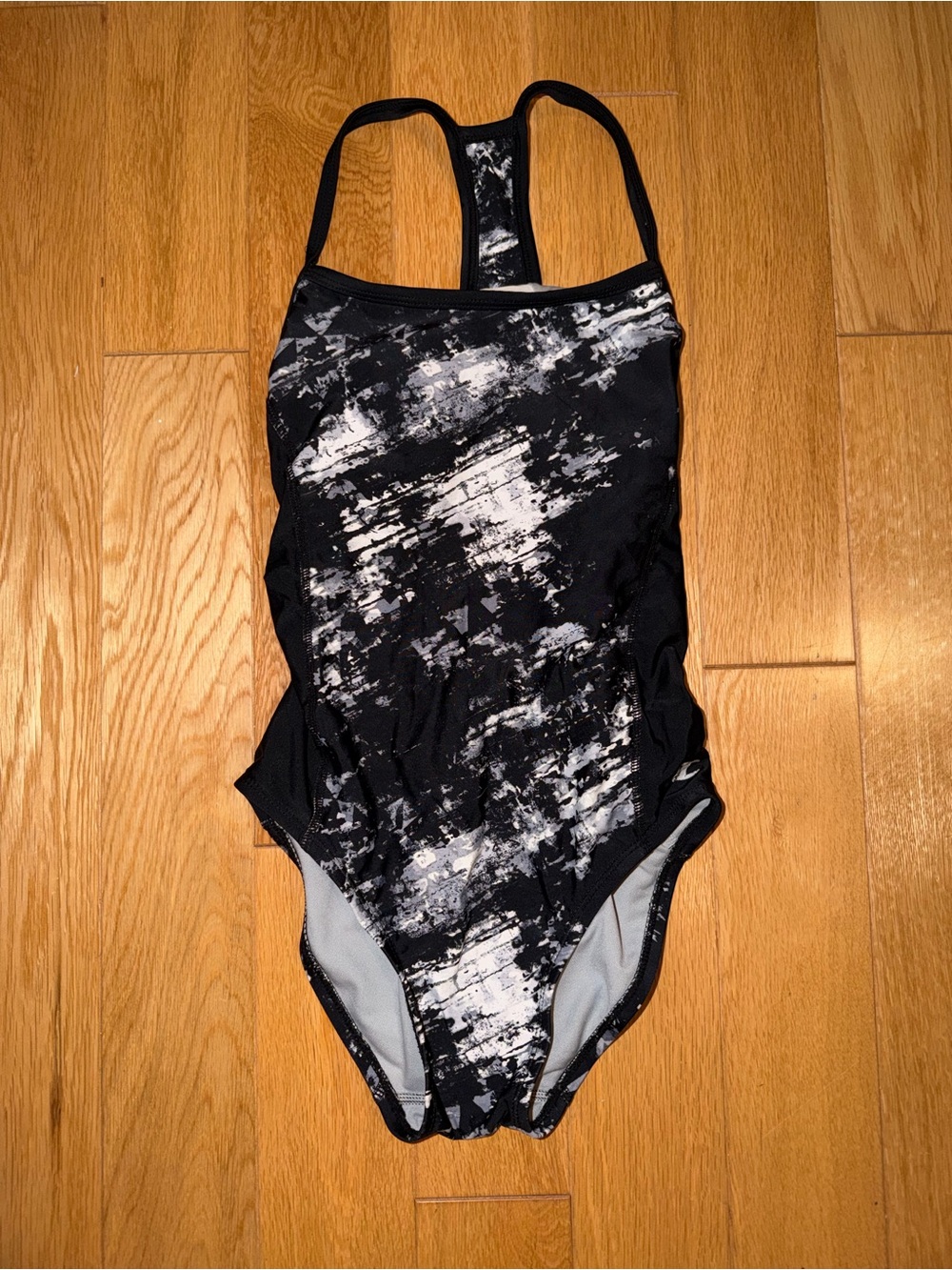 Champion Black & White Splash Racerback One-Piece Swimsuit